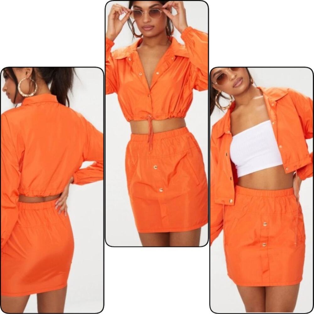 PrettyLittleThing Shell Suit Windbreaker Jacket & Mini Skirt Set, Size 8